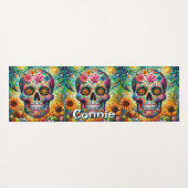 Sugar Skull Day van de dode bloem gepersonaliseerd Yogamat (Achterkant (horizontaal))