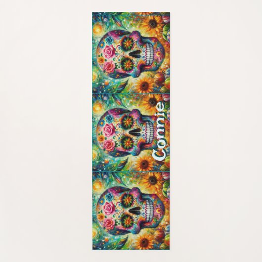 Sugar Skull Day van de dode bloem gepersonaliseerd Yogamat (Voorkant)