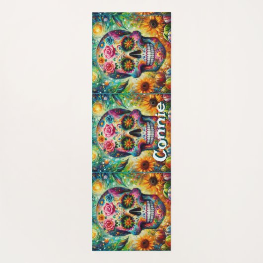 Sugar Skull Day van de dode bloem gepersonaliseerd Yogamat (Achterkant)