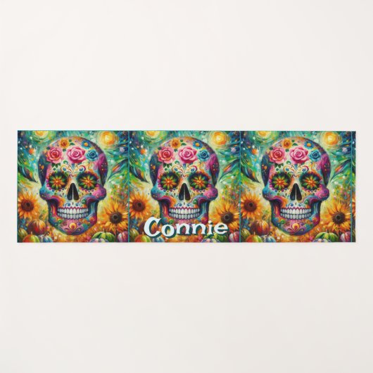 Sugar Skull Day van de dode bloem gepersonaliseerd Yogamat (Voorkant (horizontaal))