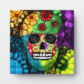 Sugar Skull Day van de Dode Bloemen Groen Rood Bla Fotoplaat (Voorkant)