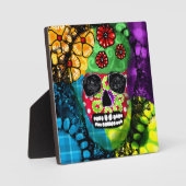 Sugar Skull Day van de Dode Bloemen Groen Rood Bla Fotoplaat (Voorkant)
