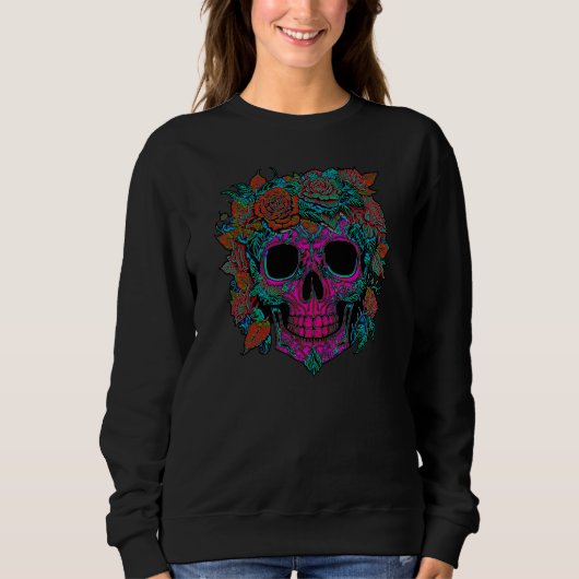 Sugar Skull Day van de Dode Halloween Trui (Voorkant)