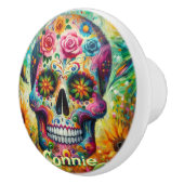 Sugar Skull Day van de doden gepersonaliseerd Keramische Knop (Rechts)