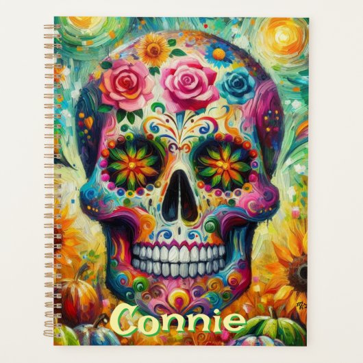 Sugar Skull Day van de doden gepersonaliseerd Planner (Voorkant)