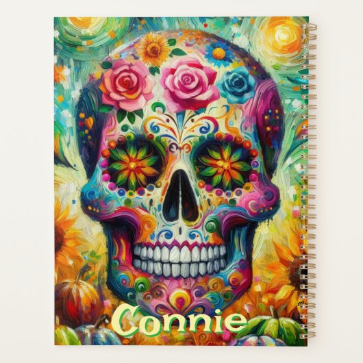 Sugar Skull Day van de doden gepersonaliseerd Planner (Achterkant)