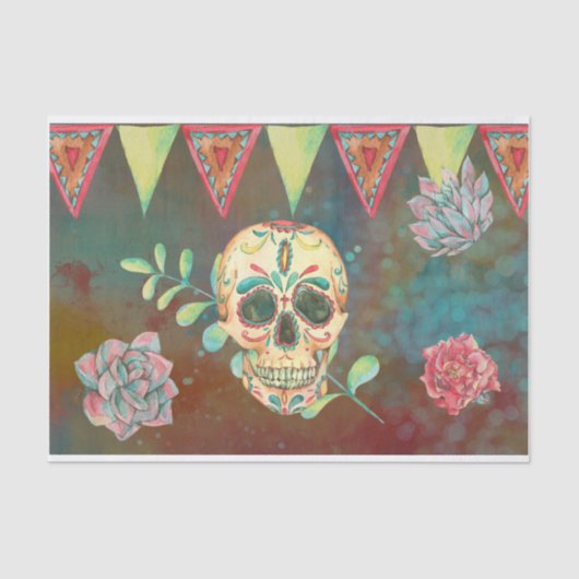 Sugar Skull Decoupage Papier 2 Dia De Los Muertos (Voorkant)