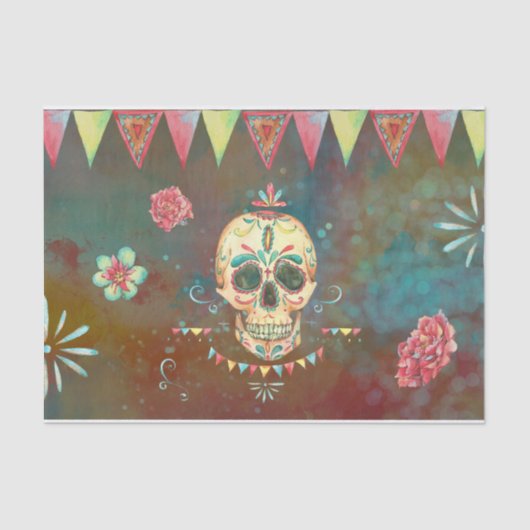 Sugar Skull Decoupage Papier 4 Dia De Los Muertos (Voorkant)