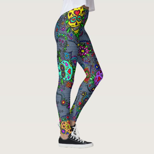 Sugar Skull Denim Kijk de Leggings van vrouwen (Rechts)