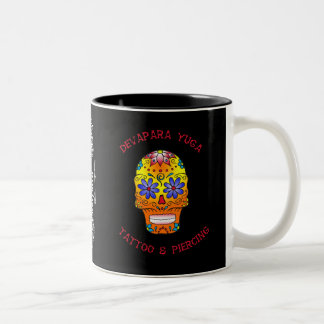 sugar skull deva, dy weiss, dolch rose 1 tweekleurige koffiemok