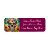 Sugar Skull Dia Dag van de Dode Terugkeer Adres Etiket (Voorkant)