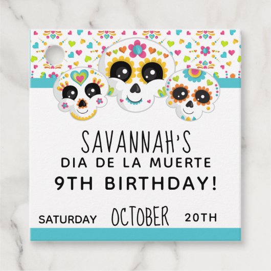 Sugar Skull Dia de La Muerte Halloween Birthday Bedankjes Labels (Voorkant)
