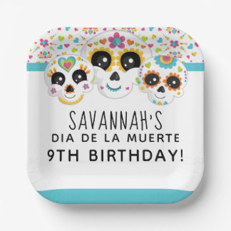 Sugar Skull Dia de La Muerte Halloween Birthday Papieren Bordje