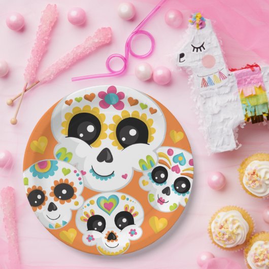 Sugar Skull Dia de La Muerte Halloween Birthday Papieren Bordje (Feest)