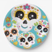 Sugar Skull Dia de La Muerte Halloween Birthday Papieren Bordje (Voorkant)
