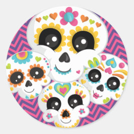 Sugar Skull Dia de La Muerte Halloween Birthday Ronde Sticker