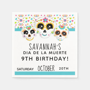 Sugar Skull Dia de La Muerte Halloween Birthday Servet