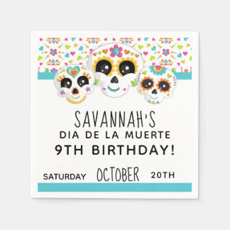 Sugar Skull Dia de La Muerte Halloween Birthday Servet