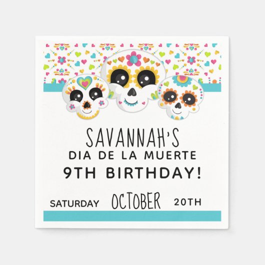 Sugar Skull Dia de La Muerte Halloween Birthday Servet (Voorkant)