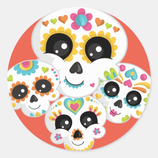 Sugar Skull Dia de La Muerte Halloween Verjaardag  Ronde Sticker (Voorkant)