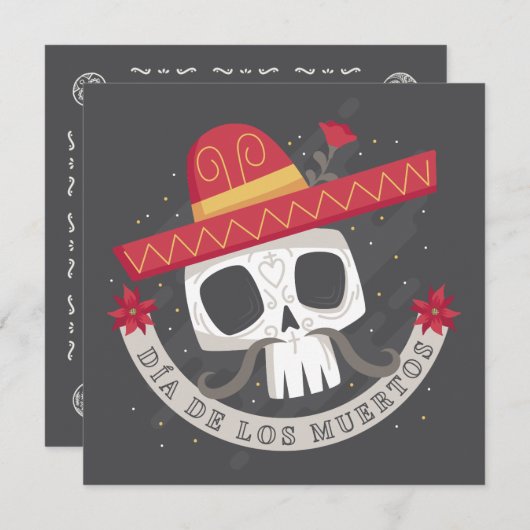 Sugar Skull Dia de los Muertos | feestuitnodiging Kaart (Voorkant / Achterkant)