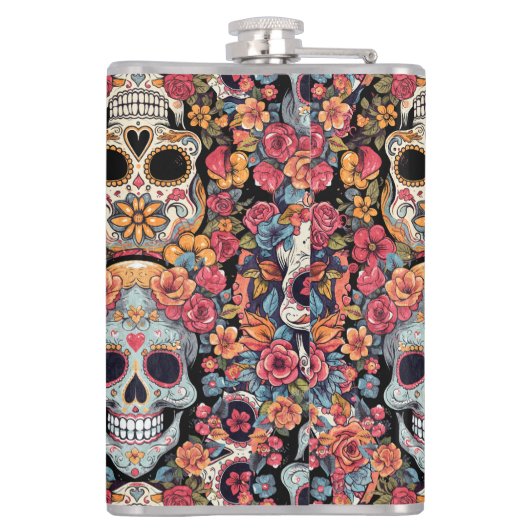 Sugar Skull Dia de Los Muertos Heupfles (Achterkant)