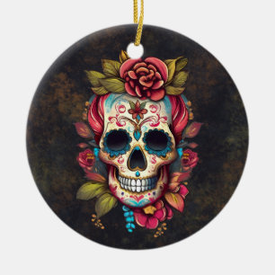Sugar Skull Dia de los Muertos Keramisch Ornament