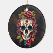 Sugar Skull Dia de los Muertos Keramisch Ornament (Links)