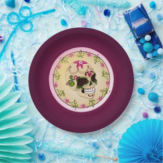 Sugar Skull Día de los Muertos Papieren Bordje (Feest)