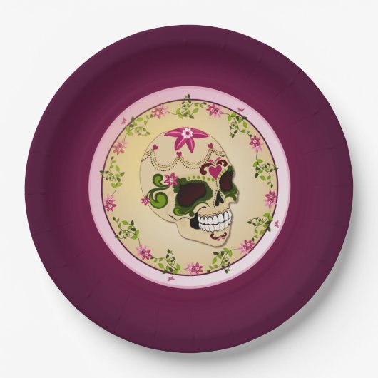 Sugar Skull Día de los Muertos Papieren Bordje (Voorkant)