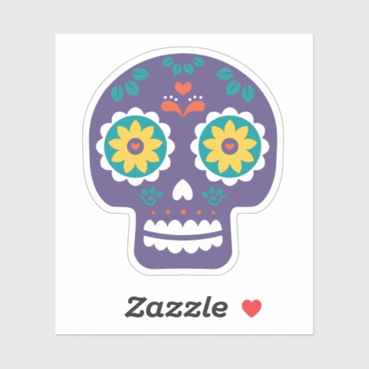 Sugar Skull Día de Los Muertos Sticker (Vel)