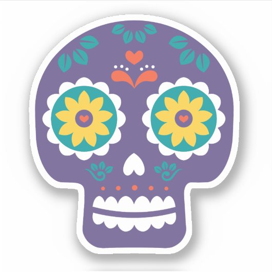 Sugar Skull Día de Los Muertos Sticker (Voorkant)
