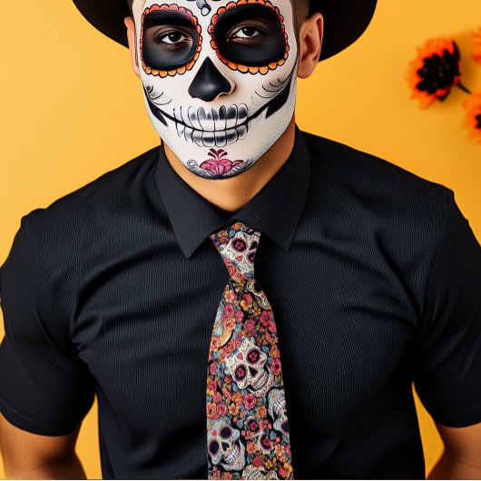 Sugar Skull Dia de Los Muertos Stropdas