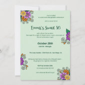 Sugar Skull Dia de los Muertos Sweet 16 Verjaardag Kaart (Achterkant)