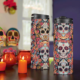 Sugar Skull Dia de Los Muertos Thermosbeker