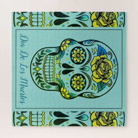 Sugar Skull Dia de Los Muertos Turquoise Legpuzzel (Horizontaal)