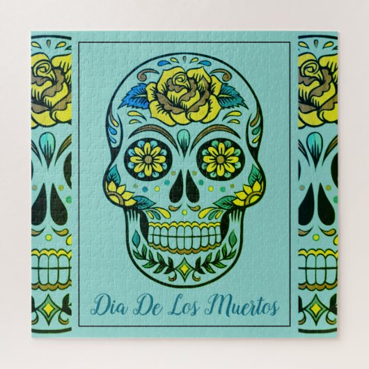 Sugar Skull Dia de Los Muertos Turquoise Legpuzzel (Verticaal)