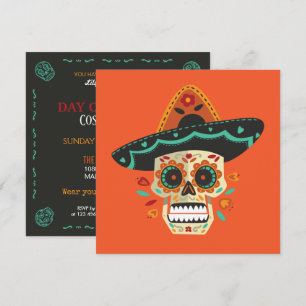 Sugar Skull Dia de Muertos Party Invitation Kaart
