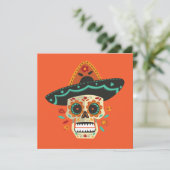 Sugar Skull Dia de Muertos Party Uitnodiging (Staand voorkant)
