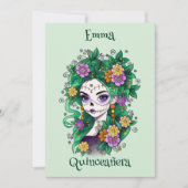 Sugar Skull Dia de Muertos Quinceañera Spaans Kaart (Voorkant)