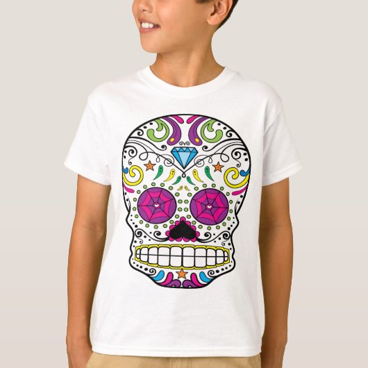 Sugar Skull Dia Des Los Muertos Styled Apparel T-shirt (Voorkant)