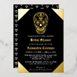 Sugar Skull Diamond Vrijgezellenfeest Folie Uitnodiging