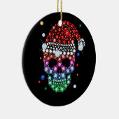Sugar Skull Dimond met Santa Hat Vrolijk Kerstfees Keramisch Ornament (Rechts)