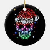 Sugar Skull Dimond met Santa Hat Vrolijk Kerstfees Keramisch Ornament (Achterkant)