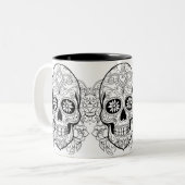 Sugar Skull Dios de los Muertos Halloween Tweekleurige Koffiemok (Voorkant links)