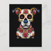 Sugar Skull Dog met een halsband van Rozen Briefkaart (Voorkant)