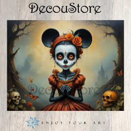 Sugar Skull Doll Decoupage Tissuepapier