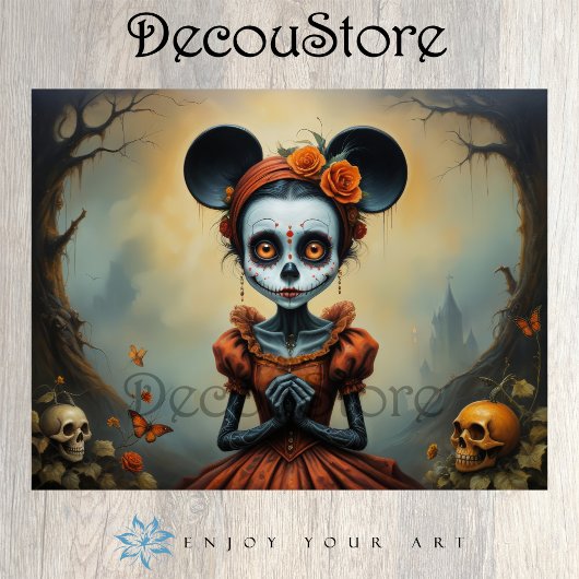 Sugar Skull Doll Decoupage Tissuepapier