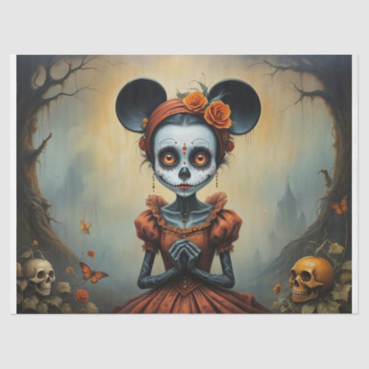 Sugar Skull Doll Decoupage Tissuepapier (Voorkant)