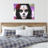 Sugar Skull - door Morgan Design Canvas Afdruk (Insitu (Slaapkamer))